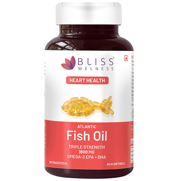 Bliss Welness Heart Health Arctic Fish Oil Triple Strength Omega-3 Softgel Capsule - Nibasu