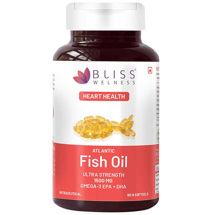Bliss Welness Heart Health Arctic Fish Oil Ultra Strength Omega-3 Softgel Capsule - Nibasu