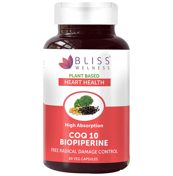 Bliss Welness Heart Health Coq 10 Biopiperine Veg Capsule Vegicap - Nibasu
