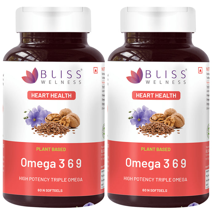 Bliss Welness Heart Health Omega 3 6 9 Softgel Capsule (60 Each) - Nibasu
