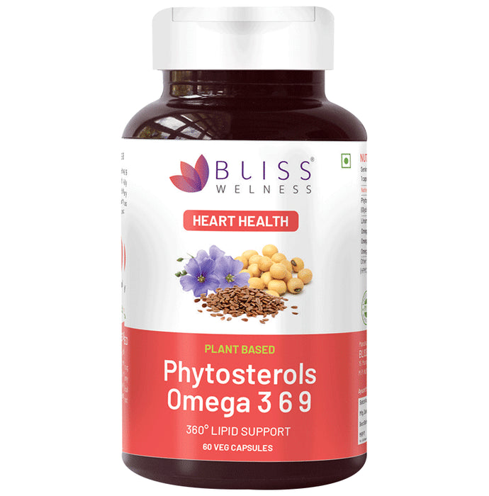 Bliss Welness Heart Health Phytosterols Omega 3 6 9 Veg Capsule Vegicap - Nibasu