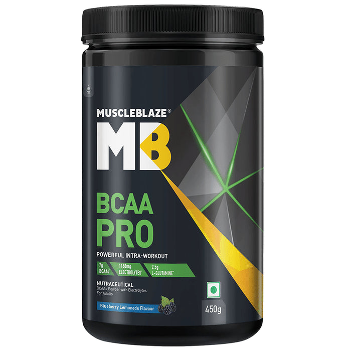 MuscleBlaze Blueberry Lemonade | BCAA Pro Powerful Intra-Workout | With Electrolytes | For Energy, Faster Recovery & Hydration - Nibasu