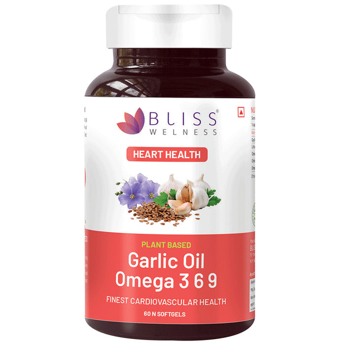 Bliss Welness Plant Based Heart Health Garlic Oil Omega 3 6 9 Softgel Capsule - Nibasu