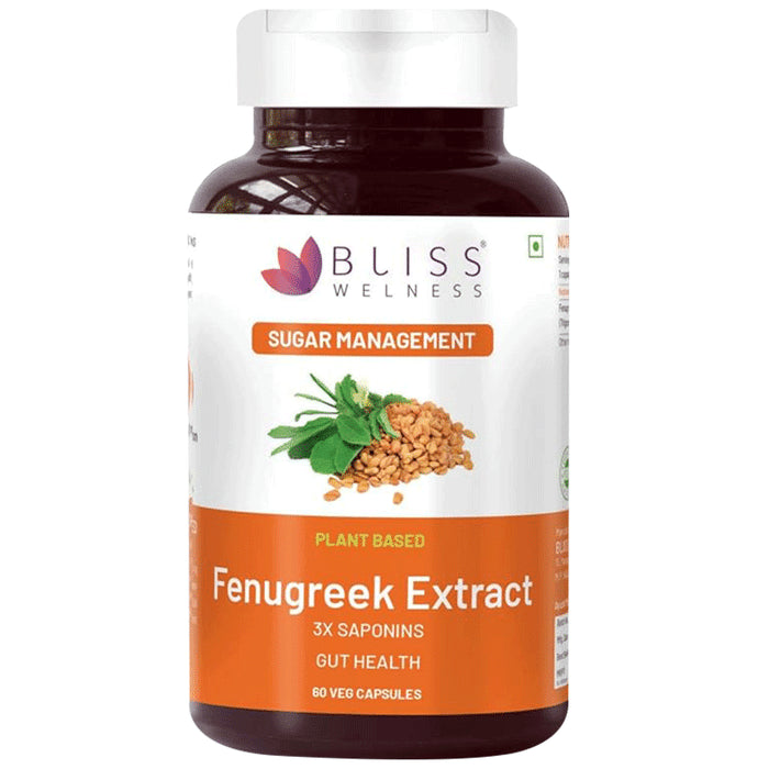 Bliss Welness Sugar Management Fenugreek Extract 3X Saponins Veg Capsule - Nibasu
