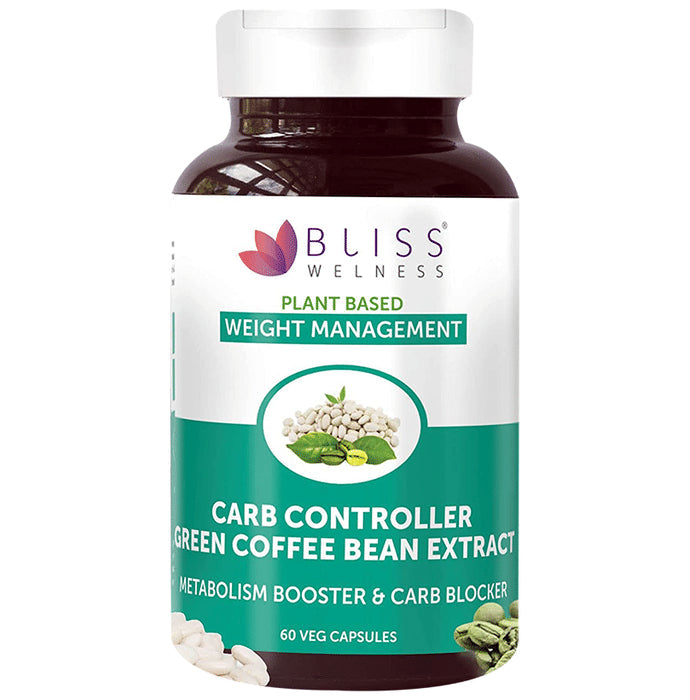 Bliss Welness Weight Management Carb Controller Green Coffee Bean Extract Veg Capsule - Nibasu