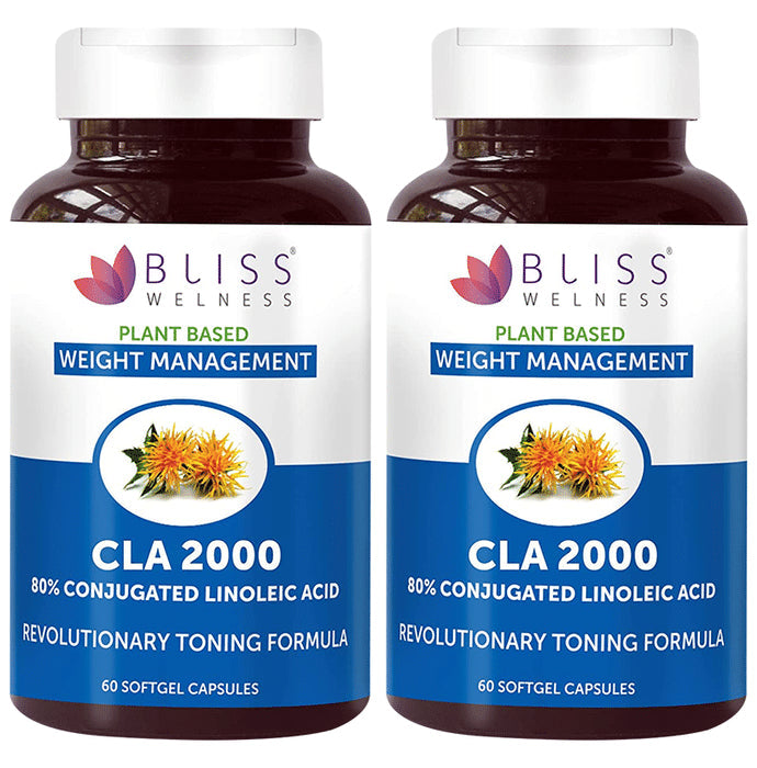 Bliss Welness Weight Management CLA 2000 80% Conjugated Linoleic Acid Softgel Capsule - Nibasu
