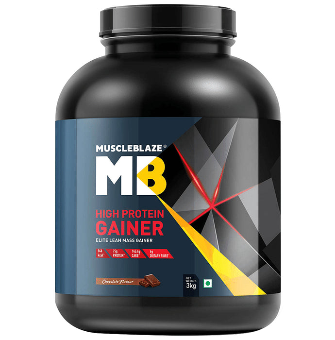 MuscleBlaze High Protein Lean Mass Gainer | With L-Glutamine & MCTs | No Added Sugar | Flavour Chocolate - Nibasu