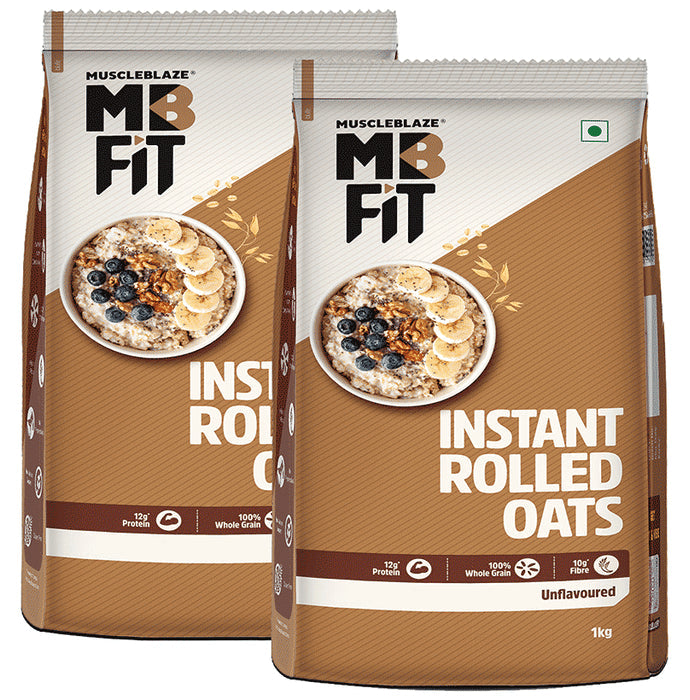 MuscleBlaze Instant Rolled Oats (1kg Each) Unflavored - Nibasu