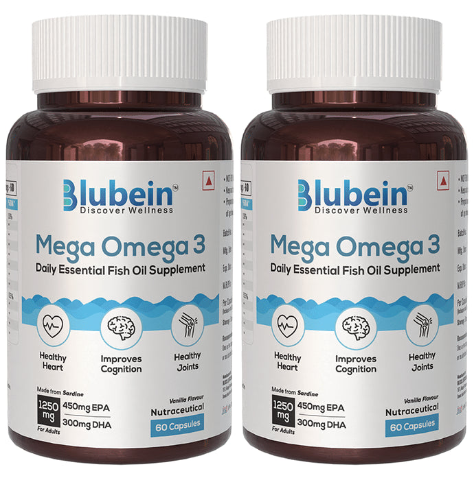 Blubein Mega Omega 3 Capsules (60 Each) - Nibasu
