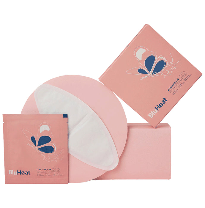 BluHeat Cramp Care Self Heating Pain Relief Patches for Period Pain Air Activated, Natural 8+ Hours - Nibasu