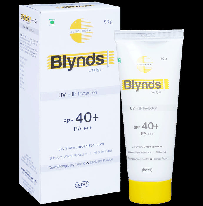 Blynds Emulgel Sunscreen with UV+IR Protection | SPF 40+ PA+++ & Water-Resistant | For All Skin Types - Nibasu