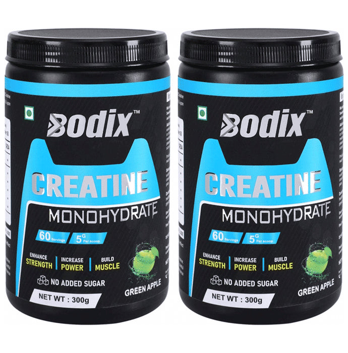 Bodix Creatine Monohydrate (300gm Each) Green Apple - Nibasu