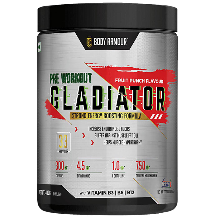 Body Armour Pre Workout Gladiator Powder Fruit Punch - Nibasu