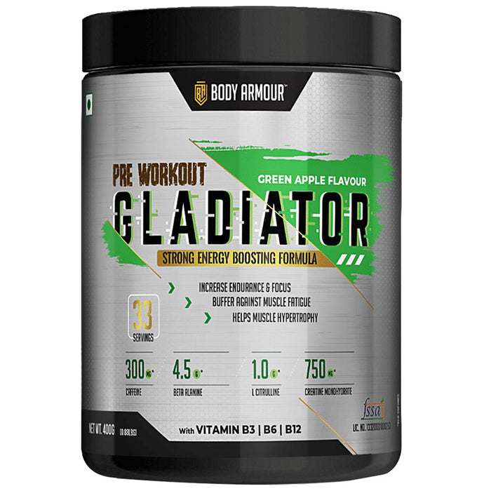 Body Armour Pre Workout Gladiator Powder Green Apple - Nibasu