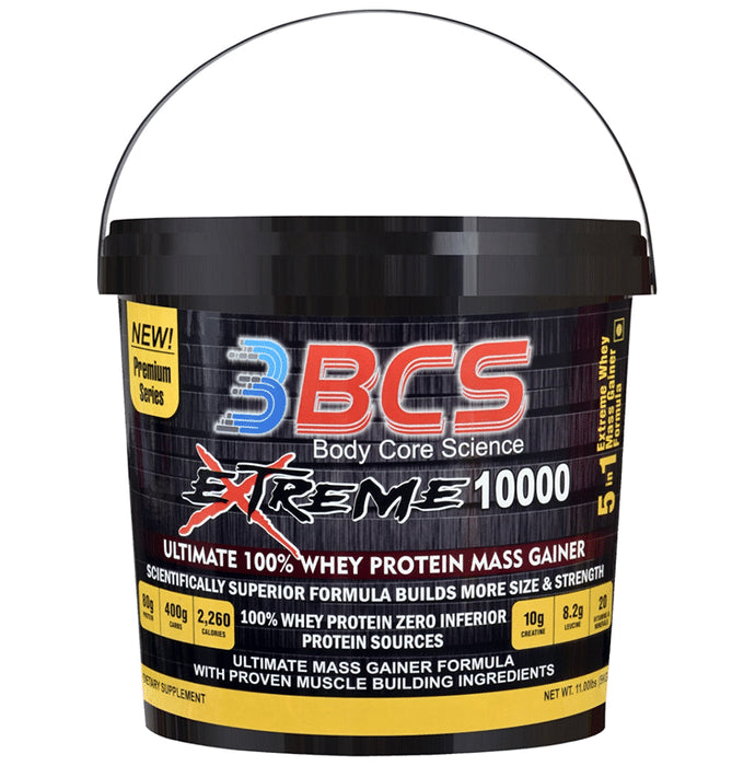 Body Core Science 3 BCS Extreme 10000 Whey Protein Mass Gainer Powder Butterscotch - Nibasu