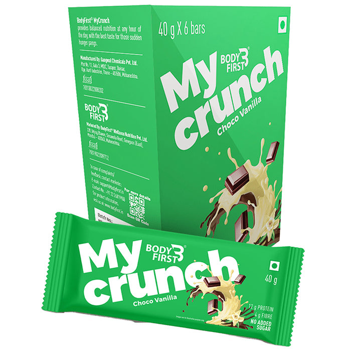Body First My Crunch Protein Bar (40gm Each) Choco Vanilla - Nibasu