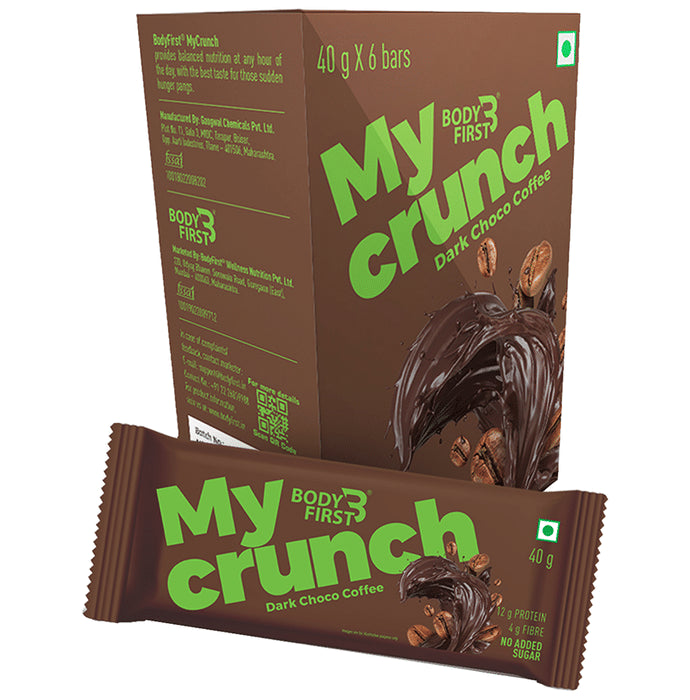 Body First My Crunch Protein Bar (40gm Each) Dark Choco Coffee - Nibasu
