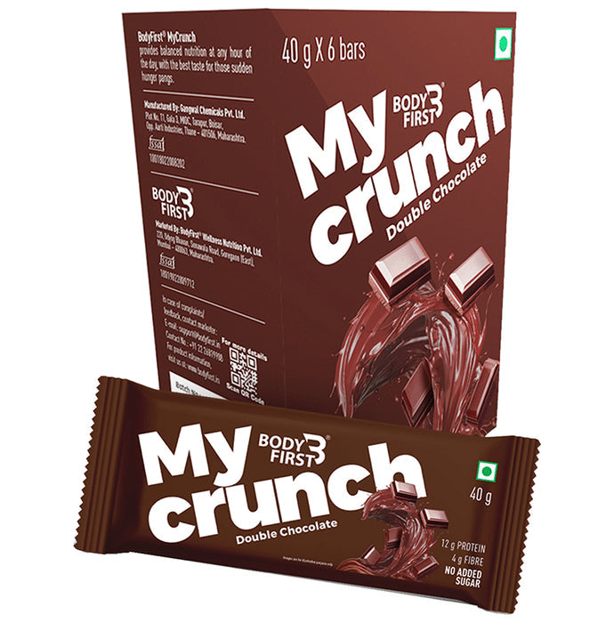 Body First My Crunch Protein Bar (40gm Each) Double Chocolate - Nibasu