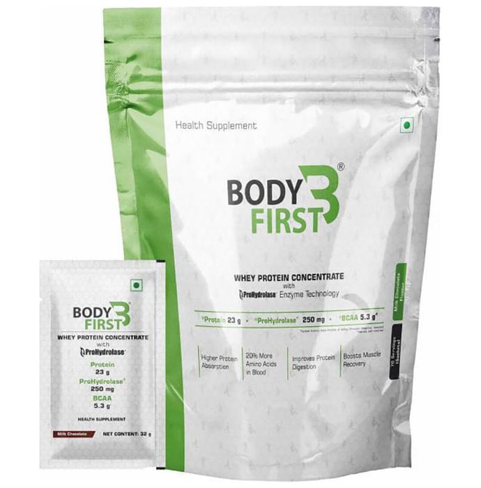 Body First Whey Protein Concentrate with Prohydrolase Enzyme Technology Milk Chocolate - Nibasu
