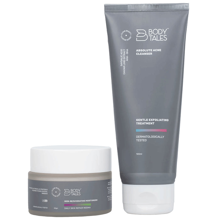 Body Tales Combo Pack of Absolute Acne Cleanser (100ml) & Skin-Rejuvenating Moisturizer (50gm) - Nibasu
