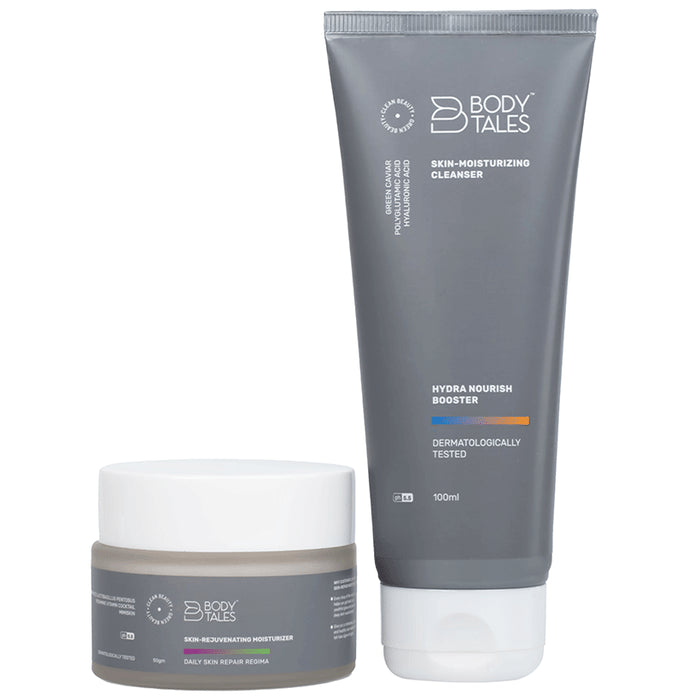 Body Tales Combo Pack of Skin-Moisturizing Cleanser (100ml) & Skin-Rejuvenating Moisturizer (50gm) - Nibasu