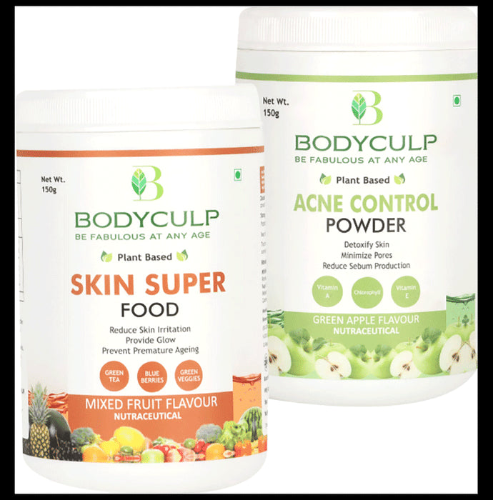 Bodyculp Combo Pack of Plant Based Skin Super Food Powder (150gm) & Plant Based Acne Contrl Powder (150gm) - Nibasu