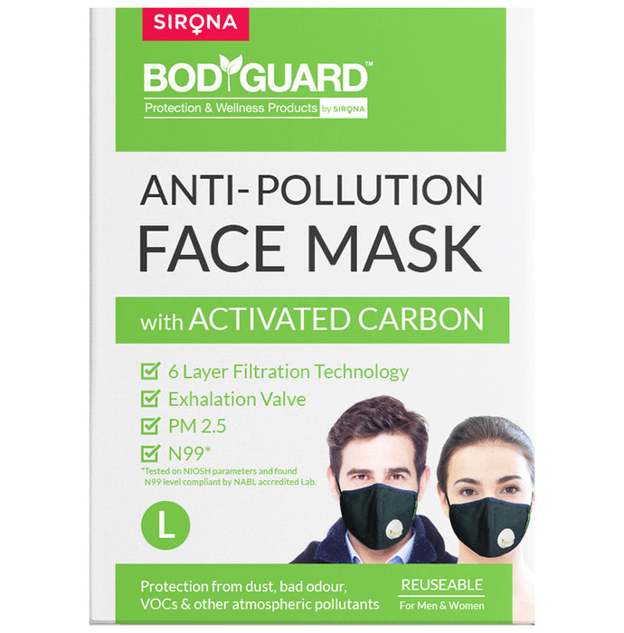 Bodyguard Anti-Pollution Mask with Activated Carbon, N99 + PM2.5 Large - Nibasu