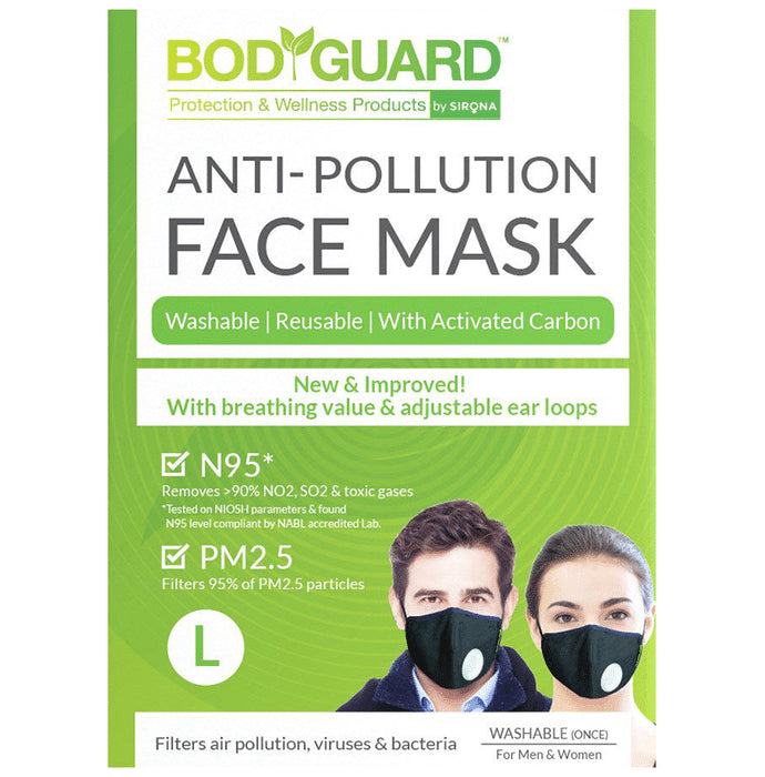 Bodyguard Large N95 + PM2.5 Anti-Pollution Face Mask with Valve & Activated Carbon - Nibasu