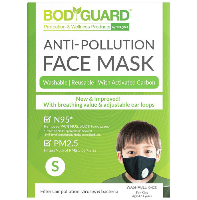 Bodyguard Small N95 + PM2.5 Anti-Pollution Face Mask with Valve and Activated Carbon for Kids - Nibasu