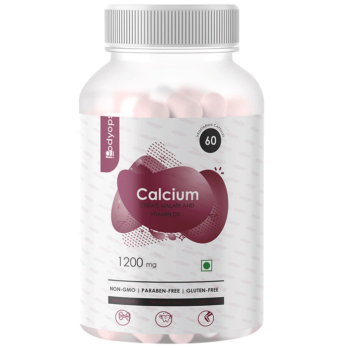 Bodyops Calcium Citrate Malate & Vitamin D3 | Vegetarian Capsule for Bones, Teeth, Joints & Muscles - Nibasu