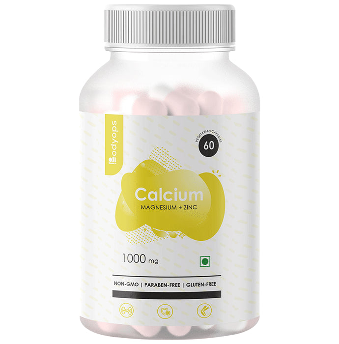 Bodyops Calcium Magnesium + Zinc 1000mg Vegetarian Capsule - Nibasu
