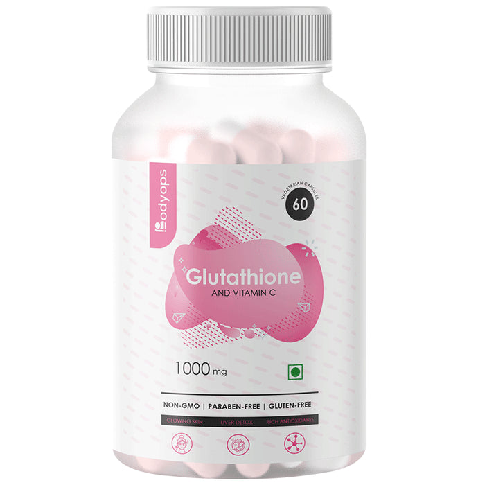 Bodyops Glutathione & Vitamin C | Veg Capsule for Healthy Skin & Antioxidant Support - Nibasu