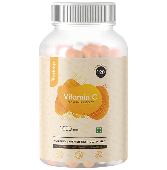 Bodyops Vitamin C Amla Extract 1000mg Vegetarian Capsule - Nibasu