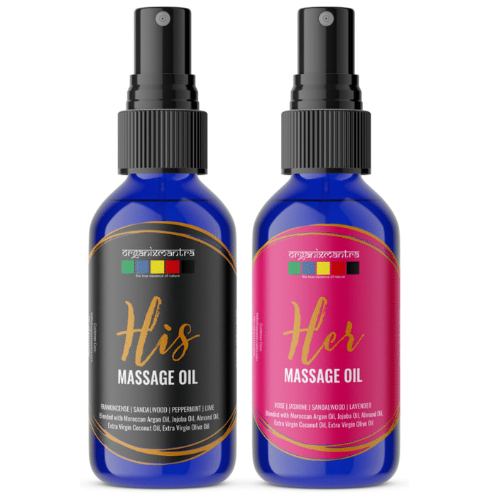 Organix Mantra Combo Pack of His Massage Oil and Her Massage Oil (50ml Each) - Nibasu