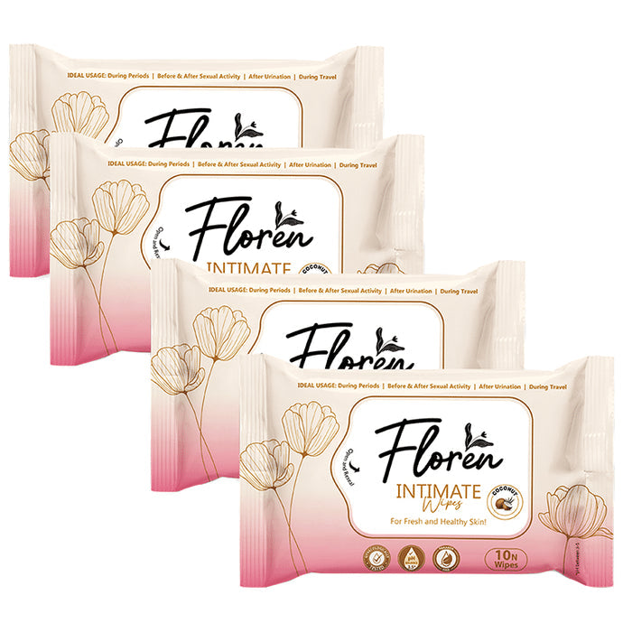 Floren Coconut Intimate Wipe (10 Each) - Nibasu