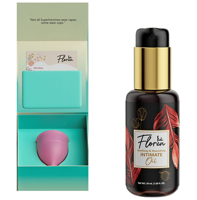 Floren Combo Pack of Intimate Oil (50ml) & Menstrual Cup Tiny - Nibasu