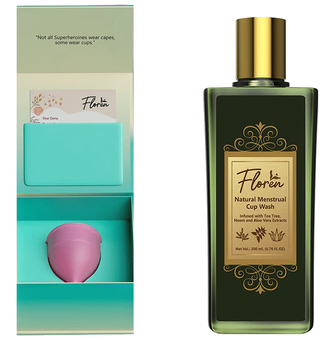 Floren Combo Pack of Natural Menstural Cup Wash (200ml) & Menstrual Cup Tiny - Nibasu