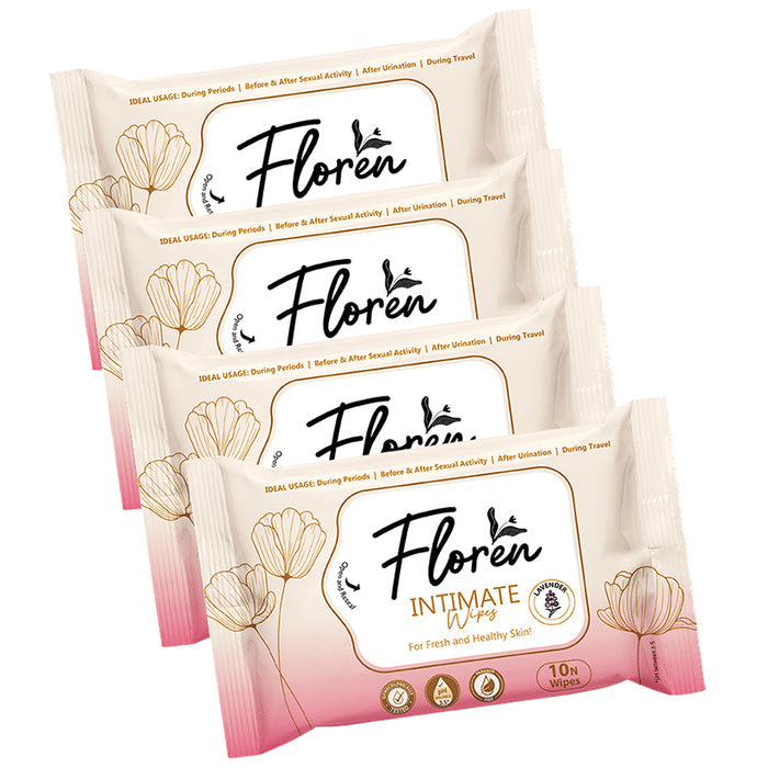 Floren Lavender Intimate Wipe (10 Each) - Nibasu
