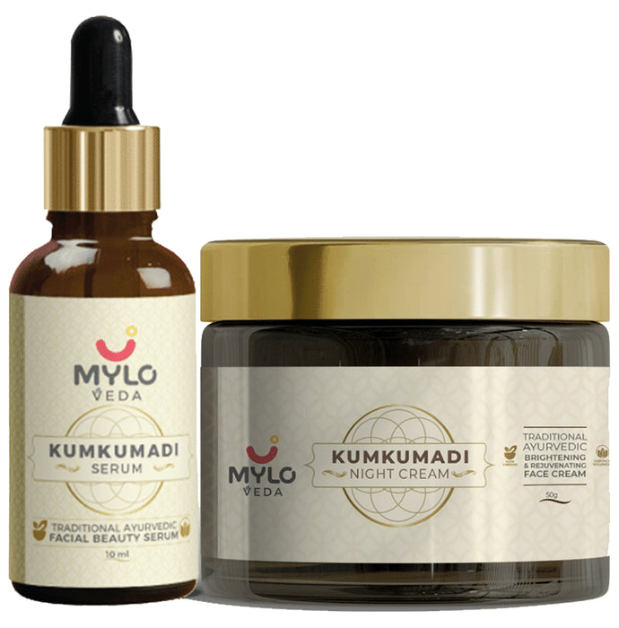 Mylo Combo Pack of Kumkumadi Oil 10ml and Kumkumadi Cream 50gm - Nibasu