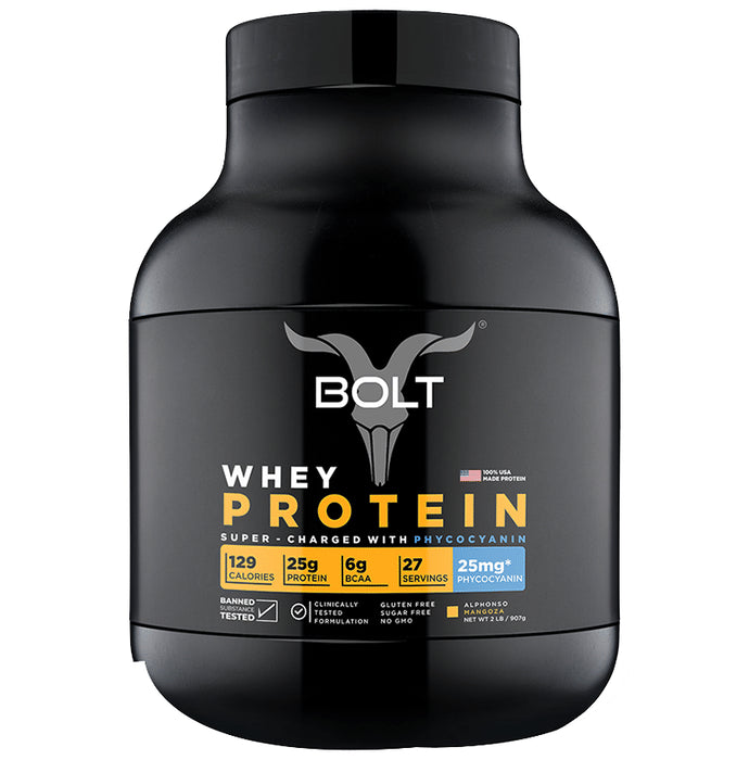 Bolt Whey Protein for Muscle Growth & Lean Muscle Mass | Flavour Powder Alphonso Mangoza - Nibasu