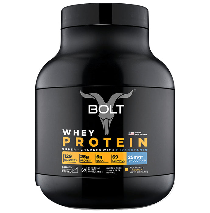 Bolt Whey Protein for Muscle Growth & Lean Muscle Mass | Flavour Powder Alphonso Mangoza - Nibasu