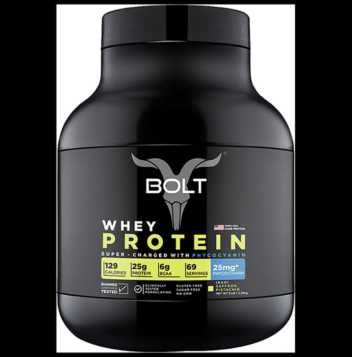 Bolt Whey Protein for Muscle Growth & Lean Muscle Mass | Flavour Powder Irani Saffron Pistachio - Nibasu