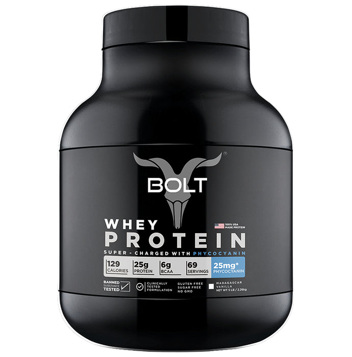 Bolt Whey Protein for Muscle Growth & Lean Muscle Mass | Flavour Powder Madagascar Vanilla - Nibasu