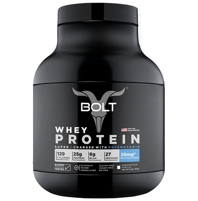 Bolt Whey Protein for Muscle Growth & Lean Muscle Mass | Flavour Powder Madagascar Vanilla - Nibasu