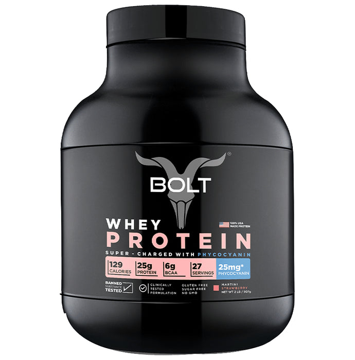 Bolt Whey Protein for Muscle Growth & Lean Muscle Mass | Flavour Powder Martani Strawberry - Nibasu