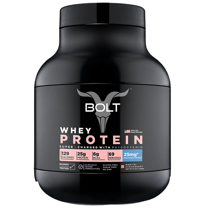 Bolt Whey Protein for Muscle Growth & Lean Muscle Mass | Flavour Powder Martani Strawberry - Nibasu