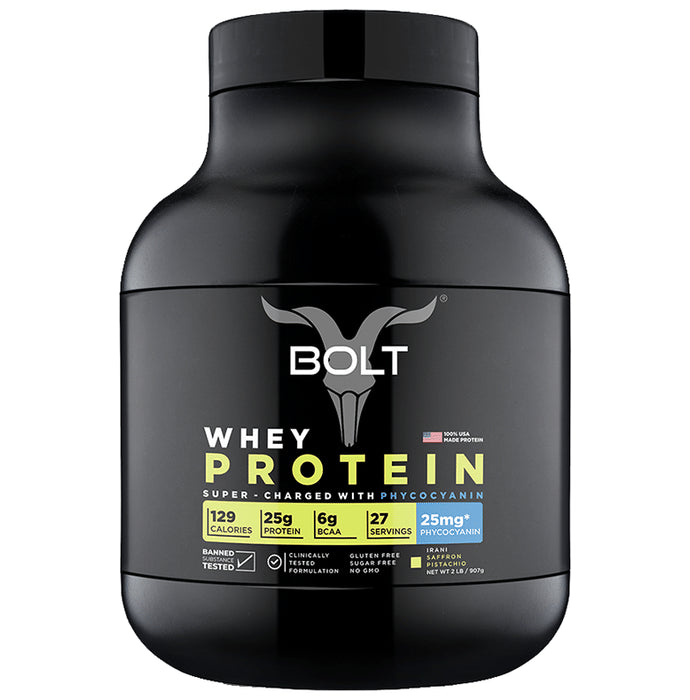 Bolt Whey Protein for Muscle Growth & Lean Muscle Mass | Flavour Powder Saffron Pistachio - Nibasu