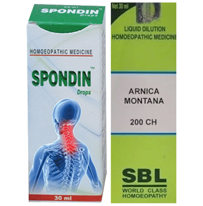 Combo Pack of Bhargava Spondin Drop & SBL Arnica Montana Dilution 200 CH (30ml Each) - Nibasu