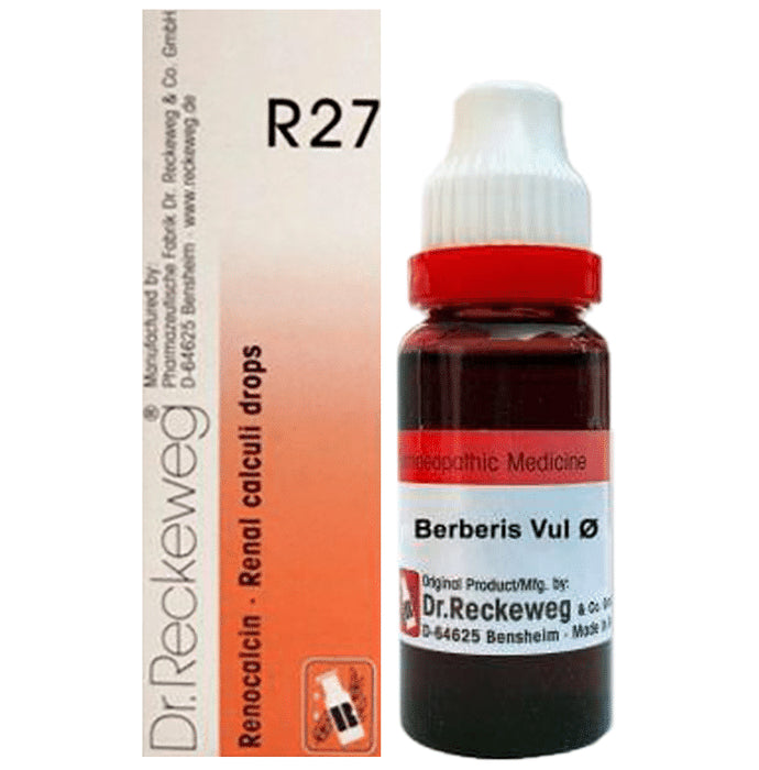 Combo Pack of Dr. Reckeweg Berberis Vul Mother Tincture Q (20ml) & Dr. Reckeweg R27 Renal Calculi Drop (22ml) - Nibasu