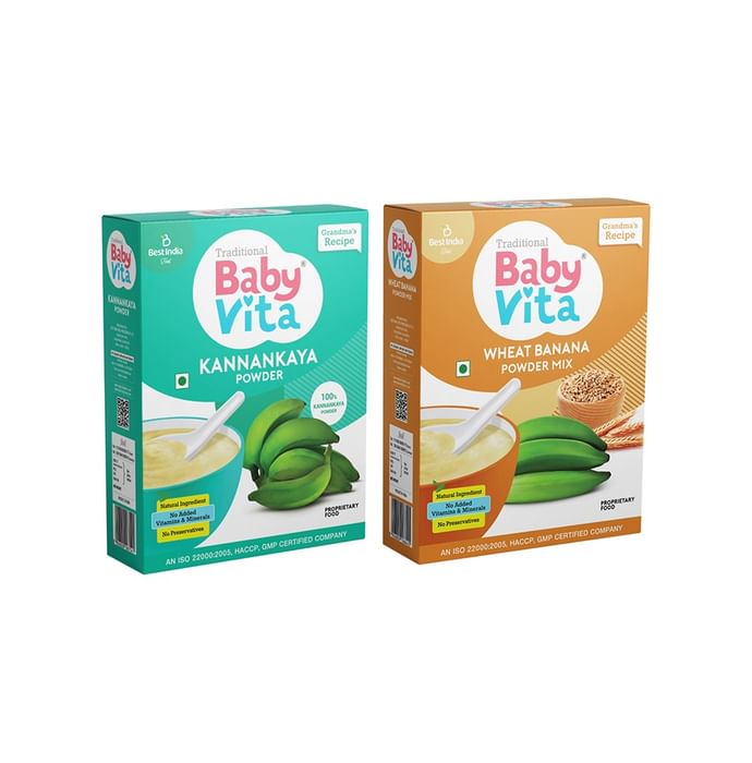 Combo Pack of Kannankaya Powder and Wheat Banana Powder Mix (200gm Each) - Nibasu